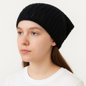 𝅺Hand Knit Black Cottagecore Bandana Size Youth/Adult